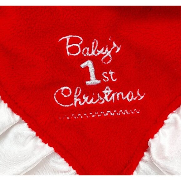 Rudolph Clarice Babys 1st Lovey Christmas Security Blanket Red White Satin - Picture 2 of 6